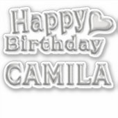 Camila Happy Birthday silver Aufkleber Sticker (Voorkant)