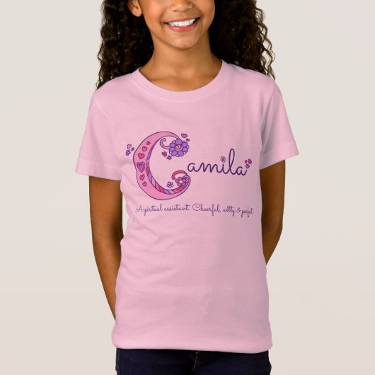 Camila meisjes naam en betekenis C monogram roze s T-shirt (Voorkant)
