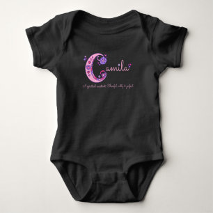 Camila meisjesnaam & betekenis C monogram baby rom Romper