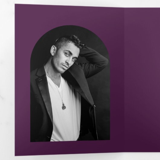 Camila Paarse Arch Modern Wedding Save the Date Drieluik Aankondiging (Binnenzijde eerst)