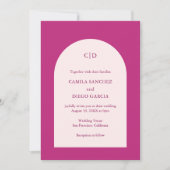 Camila Pink Arch Moderne bruiloft Kaart (Voorkant)