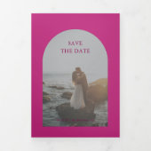 Camila Roze Moderne Trouw Save the Date Drieluik Aankondiging (Cover)