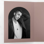 Camila Taupe Arch Modern Wedding Save the Date Drieluik Aankondiging (Binnenzijde eerst)