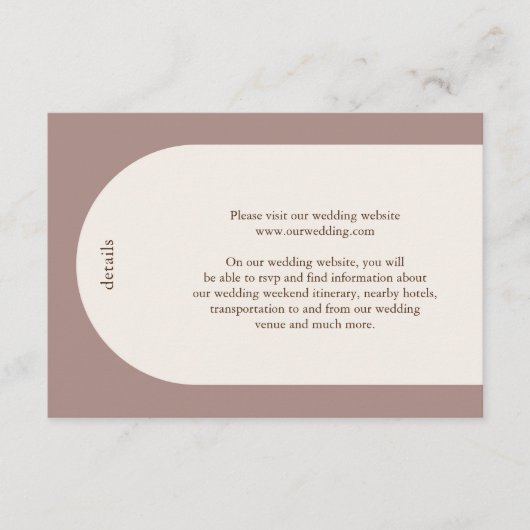 Camila Taupe Arch Moderne bruiloft Informatiekaartje (Voorkant)