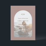 Camila Taupe Arch Moderne bruiloft Kaart<br><div class="desc">Moderne bruiloft uitnodiging met uw monogram samen met uw gegevens over uw favoriete foto in een boog over een taupe achtergrond. De sjabloon bevat een eenvoudige bedekking zodat de tekst over uw afbeelding kan shows en kan worden verwijderd in het ontwerpbewerkingshulpmiddel. Dit eenvoudige maar elegante ontwerp met aardse woestijnkleuren is...</div>