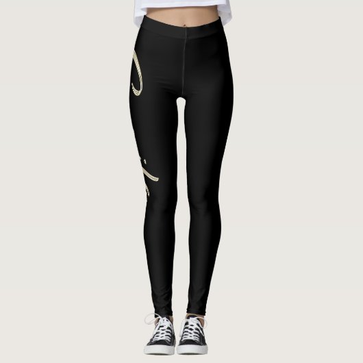 Camila white gold Handwriting Hose Leggings (Voorkant)