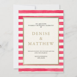 Camilia Rose Watercolor Strepen & Gouden Letters Kaart