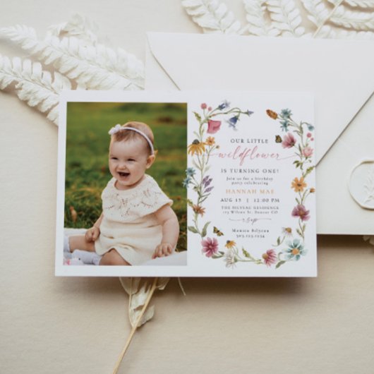 CAMILLA Butterfly Wildflower Girl eerste verjaarda Kaart