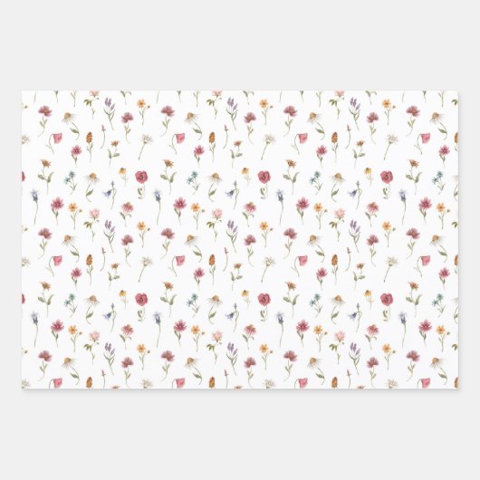 CAMILLA Dusty Pink Spring Wildflower Bloemen Inpakpapier Vel (Voorkant)