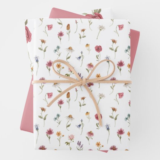 CAMILLA Dusty Pink Spring Wildflower Bloemen Inpakpapier Vel (In situ)