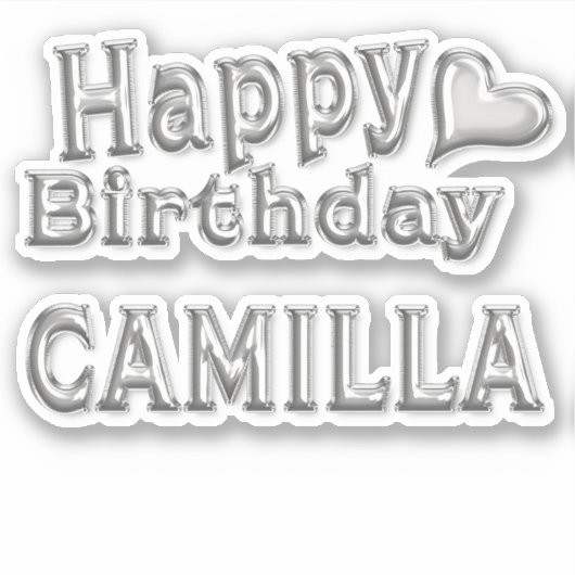 Camilla Happy Birthday silver Aufkleber Sticker (Voorkant)