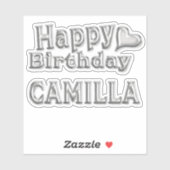 Camilla Happy Birthday silver Aufkleber Sticker (Vel)