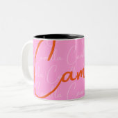 Camilla Herhalende Naam Patroon Tweekleurige Koffiemok (Voorkant links)