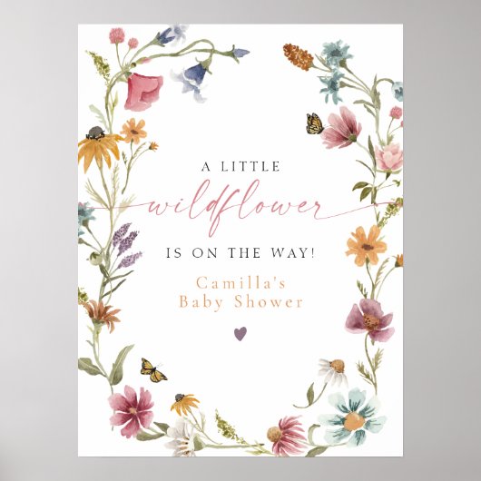 CAMILLA Little Wildflower Baby shower Welkom Poster (Voorkant)