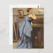 Camille Corot - De vrouw in Blauw Briefkaart (Voorkant / Achterkant)