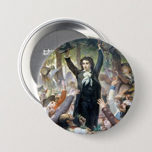 Camille Desmoulins van Felix-Joseph Barrias Ronde Button 7,6 Cm (Voorkant /achterkant)
