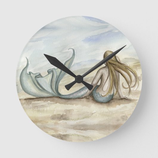 Camille Grimshaw Seaside Mermaid Clock Ronde Klok (Voorkant)
