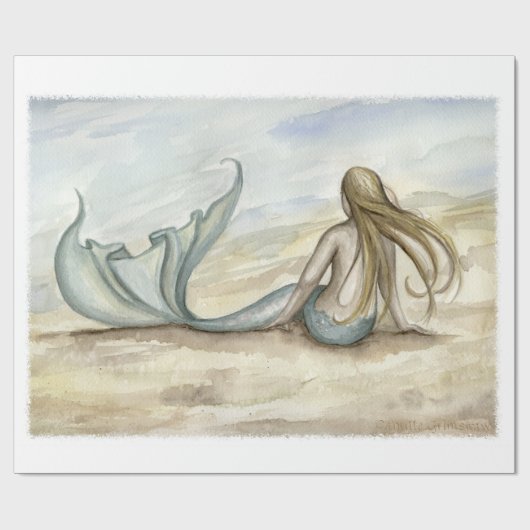 Camille Grimshaw Seaside Mermaid Wrapping Paper Cadeaupapier (Vlak)
