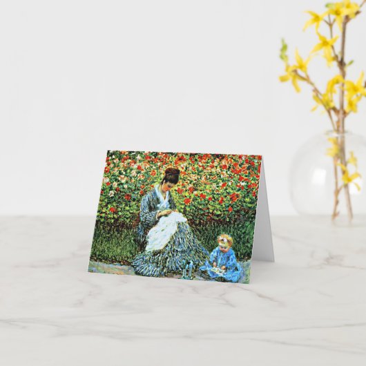Camille Monet and Child in Artistist's Garden Kaart (Gele Bloem)