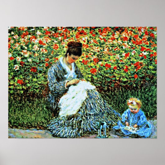 Camille Monet and Child in Artistist's Garden Poster (Voorkant)