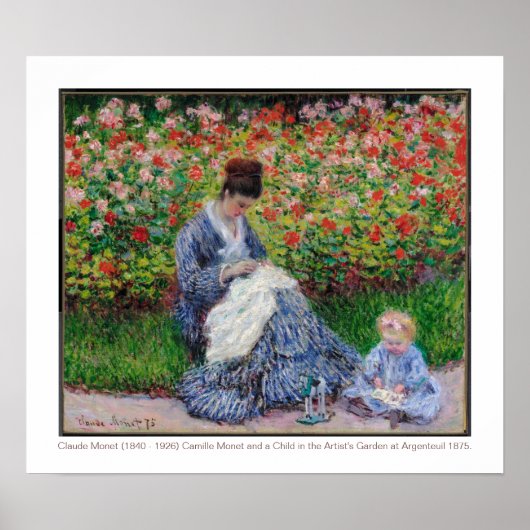Camille Monet en een kind 1875 Fine Art Poster (Voorkant)
