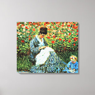 Camille Monet en kind, Canvas Afdruk