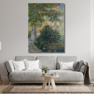 Camille Monet in de tuin Argenteuil Canvas Afdruk