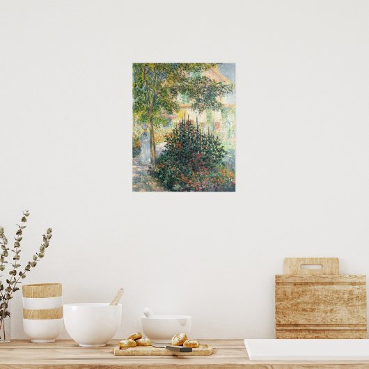 Camille Monet in de tuin van Argenteuil (1876) Poster (Keuken)