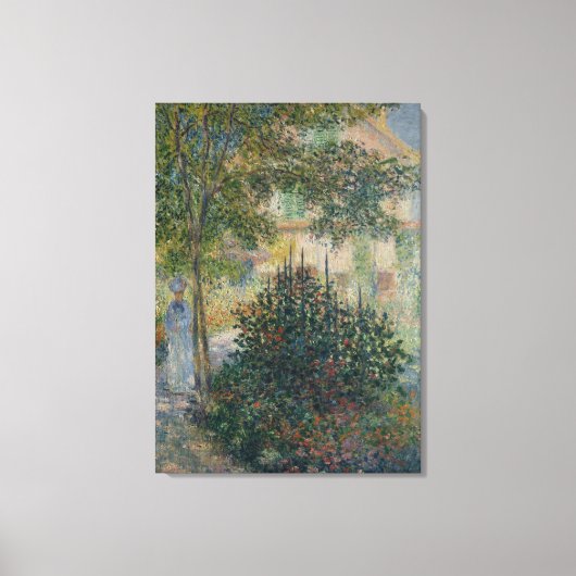 Camille Monet in de tuin van Argenteuil Canvas Afdruk (Voorkant)