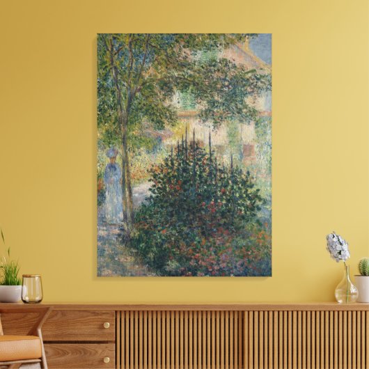 Camille Monet in de tuin van Argenteuil Canvas Afdruk (Insitu (Woonkamer))