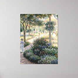 Camille Monet in de tuin van Argenteuil Canvas Afdruk