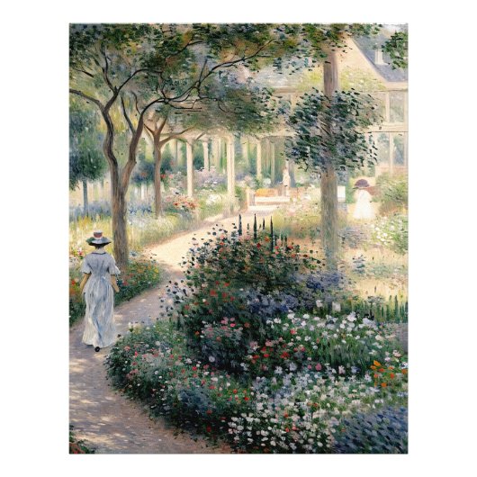 Camille Monet in de tuin van Argenteuil Foto Afdruk (Voorkant)