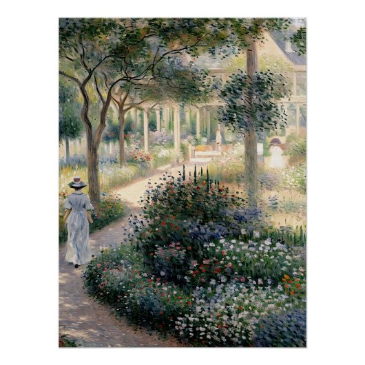 Camille Monet in de tuin van Argenteuil Perfect Poster (Voorkant)