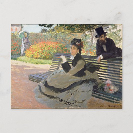 Camille Monet op een Bench Claude Monet Briefkaart (Voorkant)