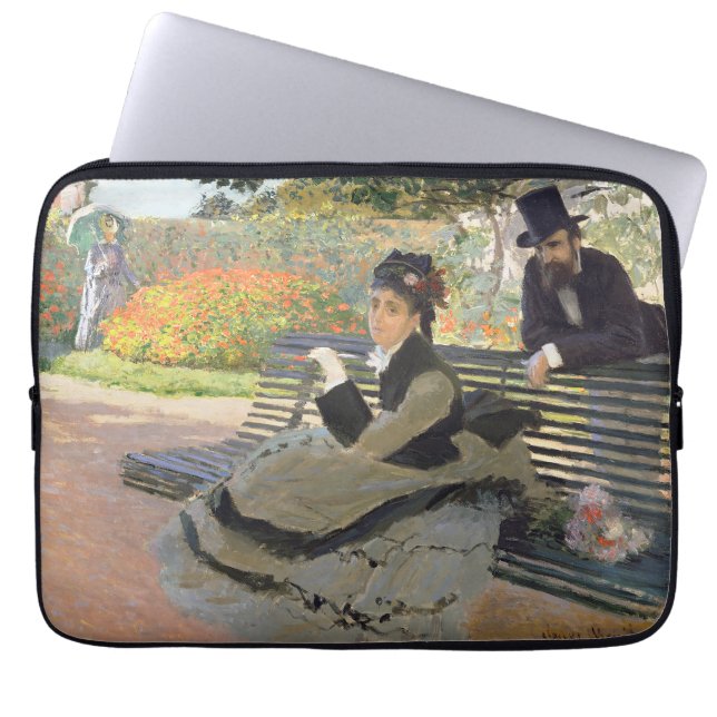 Camille Monet op een Bench Claude Monet Laptop Sleeve (Voorkant)