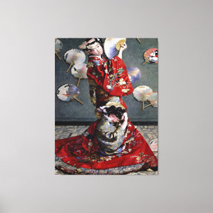 Camille Monet van Claude Monet in Japanse klederdr Canvas Afdruk