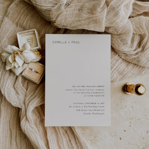 Camille Neutral Modern Wedding Kaart
