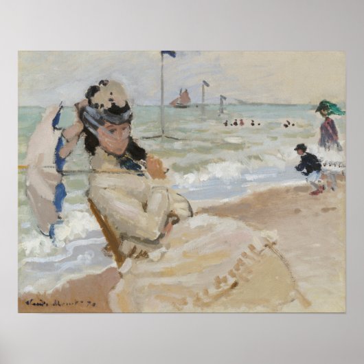 Camille op het strand in Trouville (1870) Poster (Voorkant)