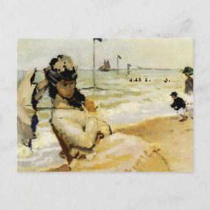 Camille op het strand in Trouville Briefkaart