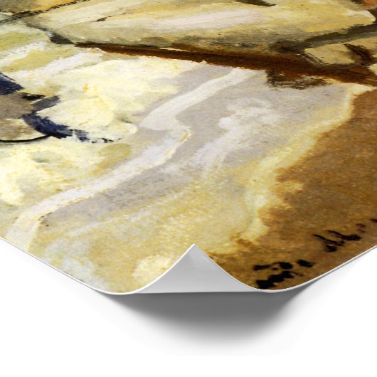 Camille op het strand in Trouville Poster (Hoek)