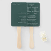 Camille Pine Green Modern huwelijksprogramma Handwaaier (Voorkant en achterkant)