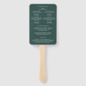 Camille Pine Green Modern huwelijksprogramma Handwaaier (Achterkant)