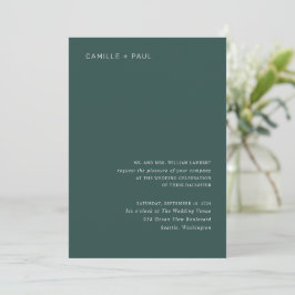 Camille Pine Green Moderne bruiloft Kaart