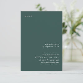 Camille Pine Green Moderne bruiloft RSVP Kaartje