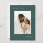 Camille Pine Green Moderne bruiloft Save The Date (Voorkant)