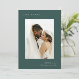 Camille Pine Green Moderne bruiloft Save The Date