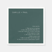 Camille Pine Green Moderne bruiloft Servet (Voorkant)