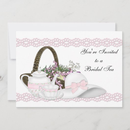 Camille Pink Bridal Tea Kaart (Voorkant)