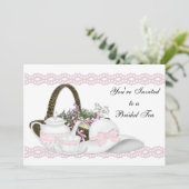 Camille Pink Bridal Tea Kaart (Staand voorkant)