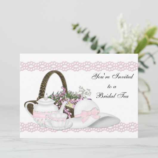 Camille Pink Bridal Tea Kaart (Staand voorkant)